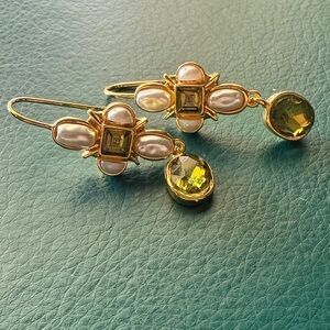 Elegant Gold and Green Drop Earrings